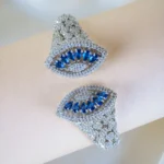 Blue Clutch Statement Bracelet (Silver) BRA001273