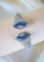 Blue Clutch Statement Bracelet (Silver) BRA001273