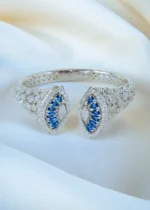 Blue Clutch Statement Bracelet (Silver) BRA001273 - Image 2