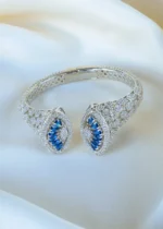 Blue Clutch Statement Bracelet (Silver) BRA001273 - Image 3