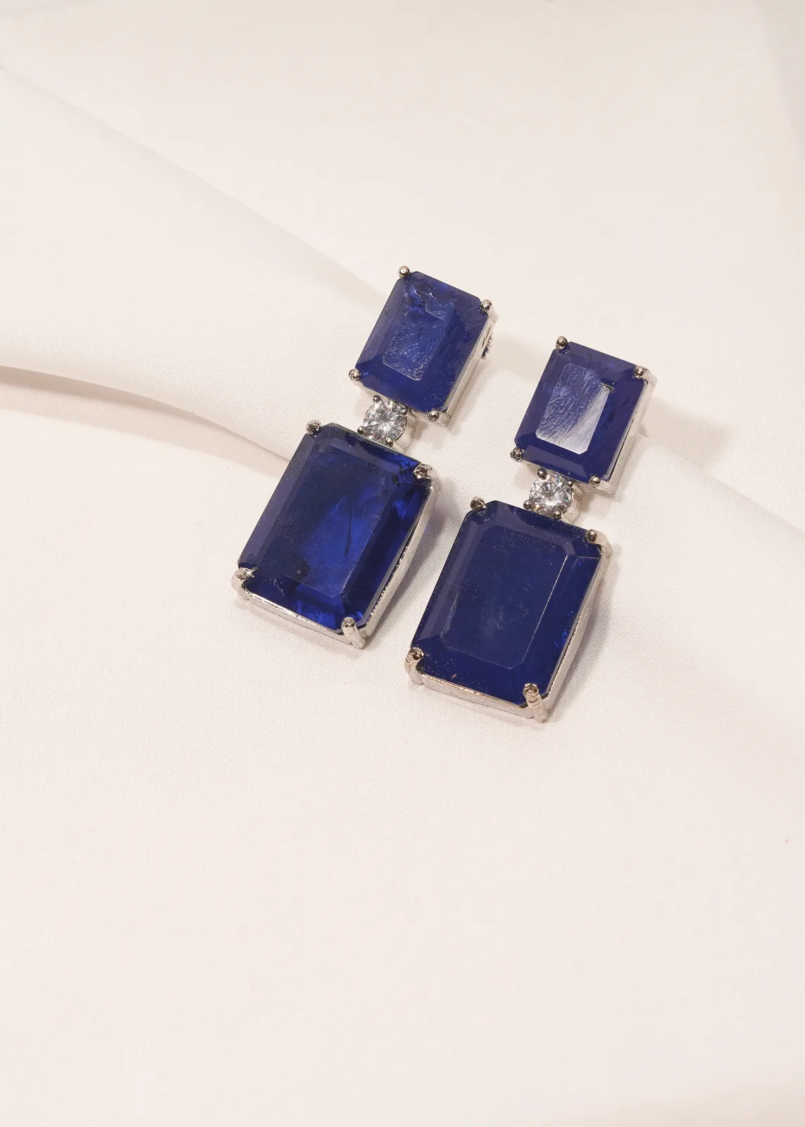 Blue-Doublet-Earrings-Silver-EAR000514a Blue Doublet Earrings (Silver) EAR000514 - Image 1