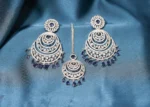 Blue Earrings & Tika Set (Silver) EAR000504