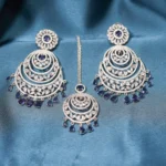 Blue Earrings & Tika Set (Silver) EAR000504