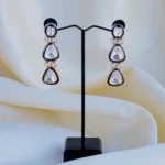 Blue Enamel Kundan Earrings (Yellow Gold) EAR000800