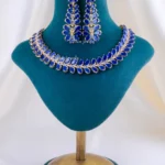 Blue Gem Chandelier Jewelry Set (Yellow Gold) NEC002409