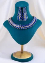 Blue Gem Chandelier Jewelry Set (Yellow Gold) NEC002409