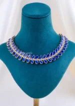 Blue Gem Chandelier Jewelry Set (Yellow Gold) NEC002409 - Image 2
