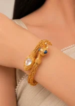 Blue Gold Plated Kundan Bracelet- BRA002791 - Image 4