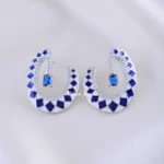 Blue Luxe Loop Earrings (Silver) EAR002229