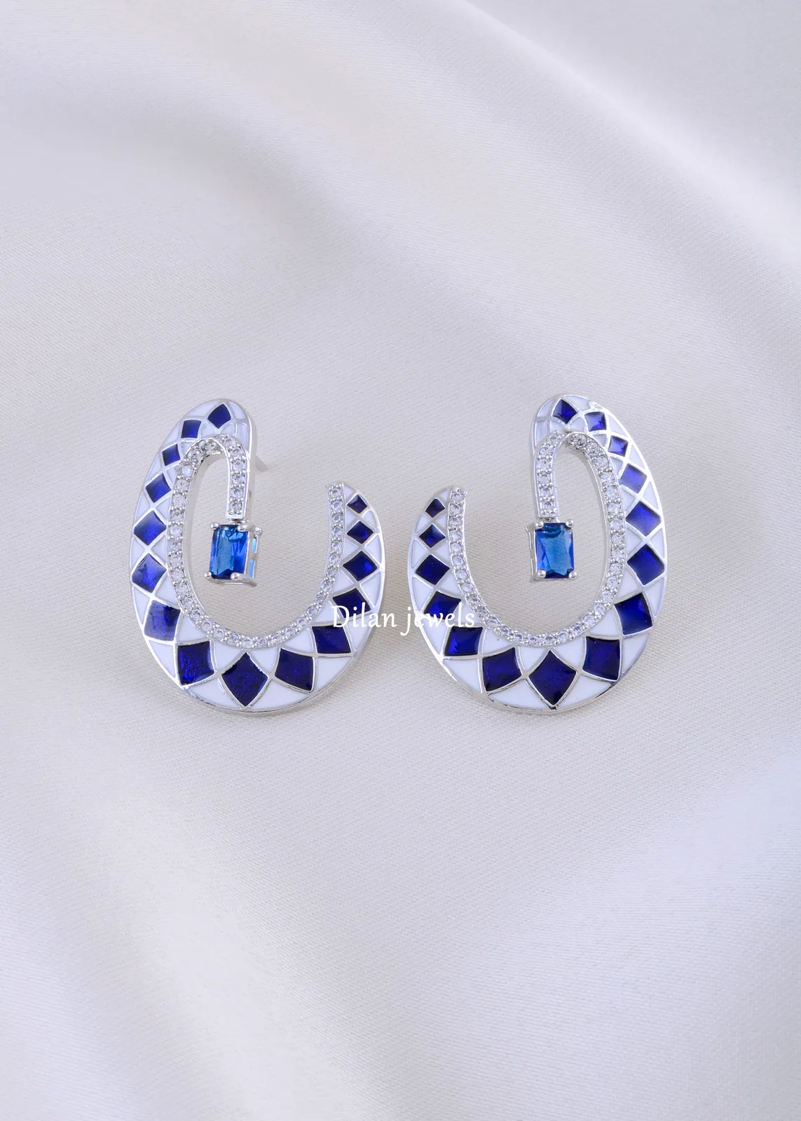 Blue-Luxe-Loop-Earrings-Silver-EAR002229a Blue Luxe Loop Earrings (Silver) EAR002229 - Image 1