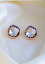 Blue Meena Kundan Earrings (Yellow Gold) EAR000848