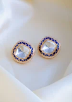 Blue Meena Kundan Earrings (Yellow Gold) EAR000848 - Image 2
