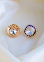 Blue Meena Kundan Earrings (Yellow Gold) EAR000848 - Image 3