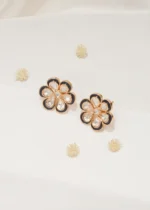 Blue Meena Kundan Studs (Yellow Gold) EAR000564