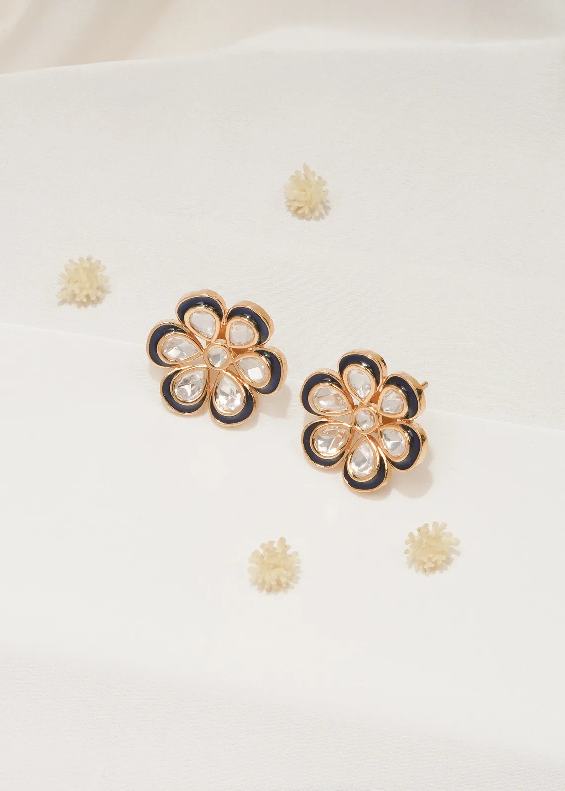 Blue-Meena-Kundan-Studs-Yellow-Gold-EAR000564a Blue Meena Kundan Studs (Yellow Gold) EAR000564 - Image 1