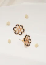 Blue Meena Kundan Studs (Yellow Gold) EAR000564 - Image 2
