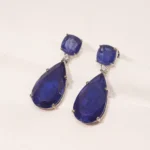 Blue Saphire Doublet Earrings (Silver) EAR000512