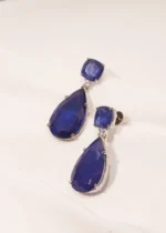 Blue Saphire Doublet Earrings (Silver) EAR000512 - Image 2