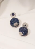 Blue Saphire Earrings (Silver) EAR000511 - Image 2