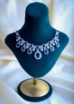 Blue Saphire Necklace Set (Silver) NEC000821 - Image 2
