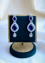 Blue Saphire Necklace Set (Silver) NEC000821 - Image 3