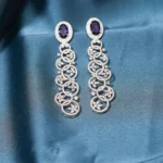 Blue Saphire Party Earrings (Silver) EAR000497