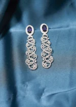 Blue Saphire Party Earrings (Silver) EAR000497