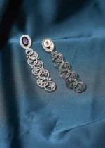 Blue Saphire Party Earrings (Silver) EAR000497 - Image 3