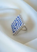 Blue Sapphire Cocktail Ring (Silver) RING01395 - Image 2