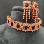 Blue Sapphire Diamond Choker (Rose- Gold)- NEC15122207
