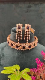 Blue Sapphire Diamond Choker (Rose- Gold)- NEC15122207 - Image 2