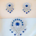 Blue Sapphire Prosperity Pendant Set (Silver) PSET01465