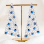 Blue Silver Plated Diamond Earrings- EAR002849