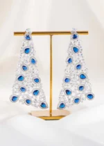 Blue Silver Plated Diamond Earrings- EAR002849