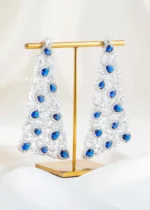 Blue Silver Plated Diamond Earrings- EAR002849 - Image 2