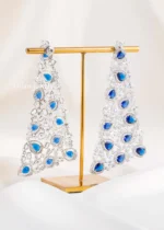 Blue Silver Plated Diamond Earrings- EAR002849 - Image 3