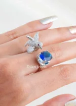 Blue Silver Plated Diamond Ring- RING02828