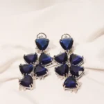 Blue Stone Danglers (Silver) EAR000517
