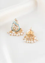 Blue Stone Filigree Pearl Chandeleir Pendant (Yellow Gold) PSET02476 - Image 3
