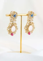 Blue Victorian Finish Diamond Earrings- EAR002869 - Image 2