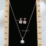 Blush Halo Charm Necklace Set (Rose Gold) NEC002589