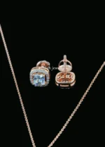 Blush Halo Charm Necklace Set (Rose Gold) NEC002589 - Image 3