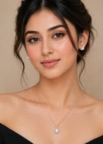 Blush Halo Charm Necklace Set (Rose Gold) NEC002589 - Image 4