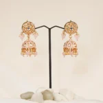 Blush Pink Kundan Jhumka (Yellow Gold) EAR000595