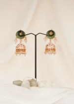 Blush Pink Kundan Jhumka (Yellow Gold) EAR000595 - Image 2