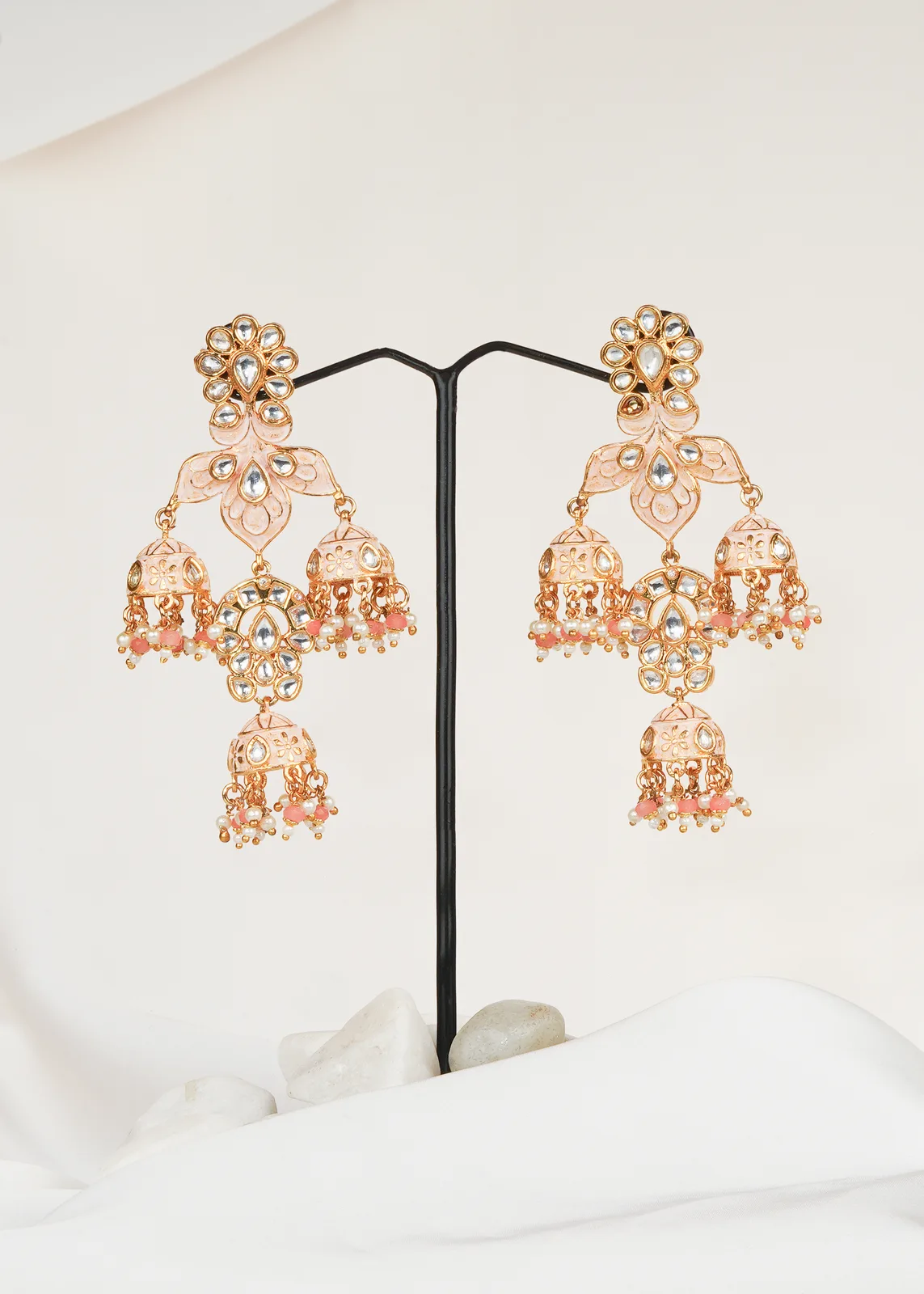 Blush-Pink-Kundan-Jhumki-Yellow-Gold-EAR000591a Blush Pink Kundan Jhumki (Yellow Gold) EAR000591 - Image 1