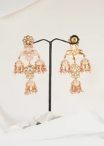 Blush Pink Kundan Jhumki (Yellow Gold) EAR000591 - Image 2