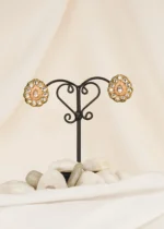 Blush Pink Kundan Studs (Yellow Gold) EAR000598