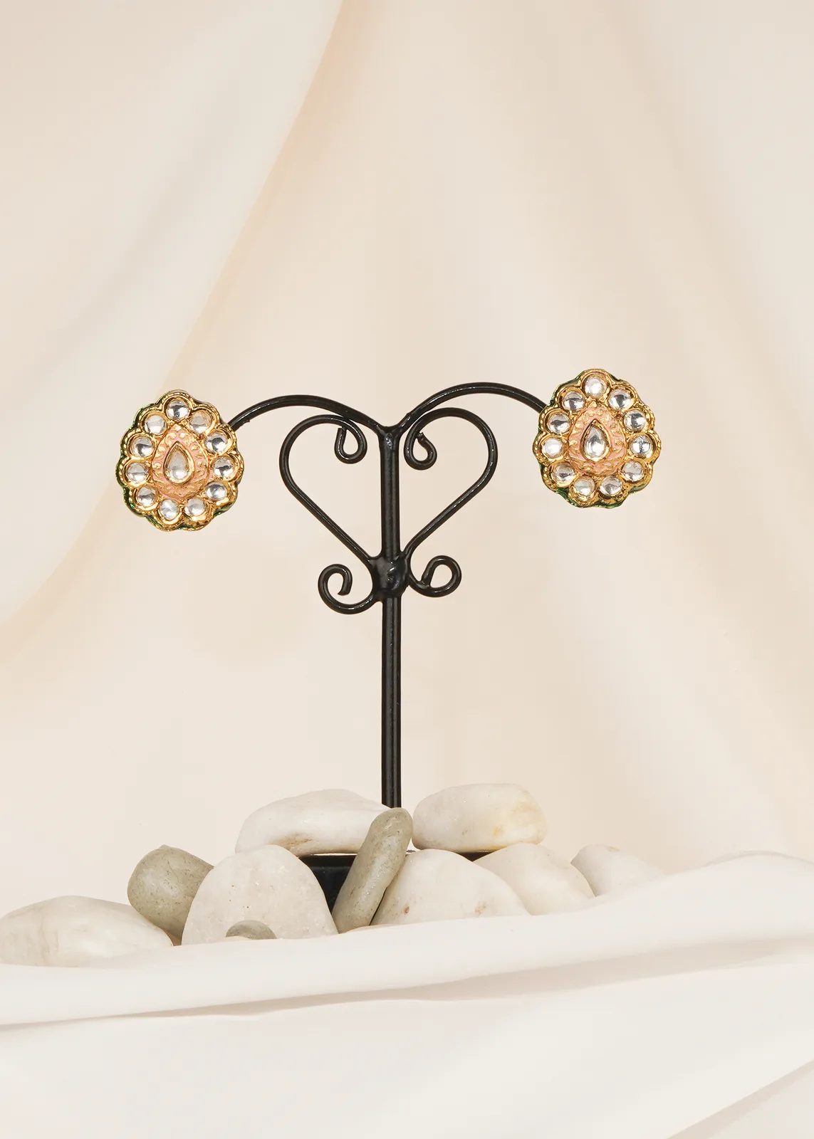 Blush-Pink-Kundan-Studs-Yellow-Gold-EAR000598a Blush Pink Kundan Studs (Yellow Gold) EAR000598 - Image 1