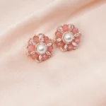 Blush Pink Pearl Earrings (Rose Gold) EAR000681